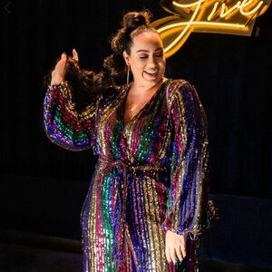 Eloquii Multicolor Sequin Jumpsuit